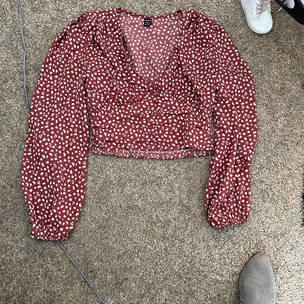 Crop top blouse red